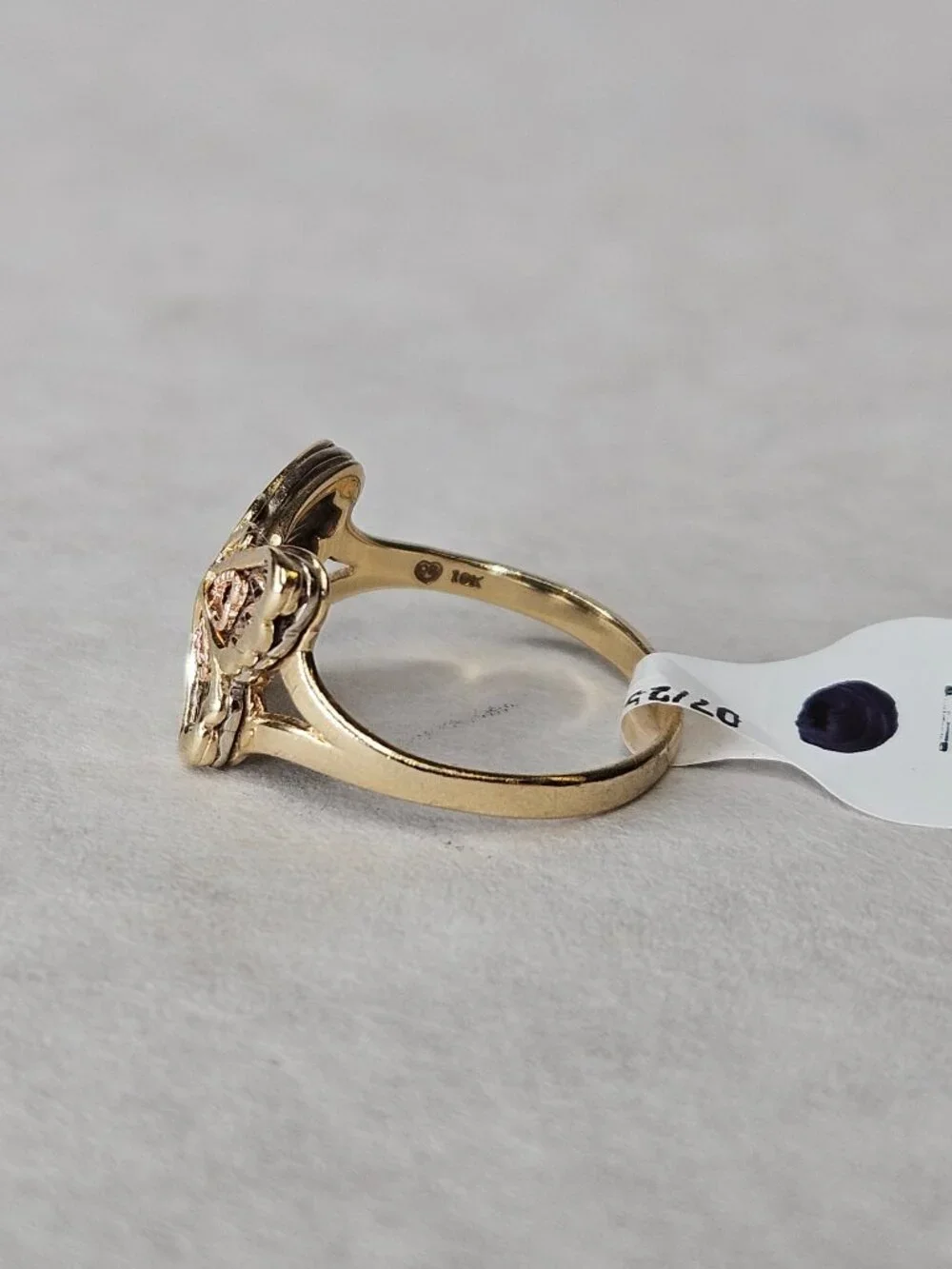 10K Tri Color 3 Tone Gold Butterfly Filigree Cocktail Ring 20x11mm Size 6.25